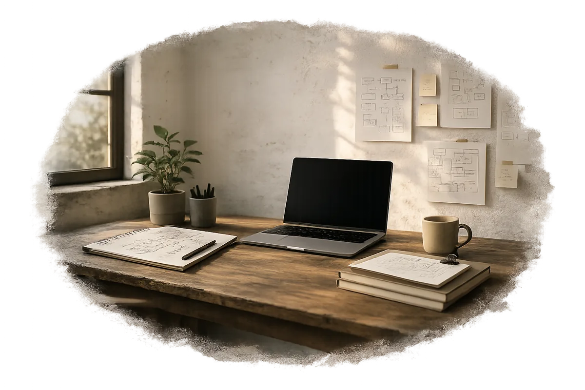 The studio’s workspace — where it began